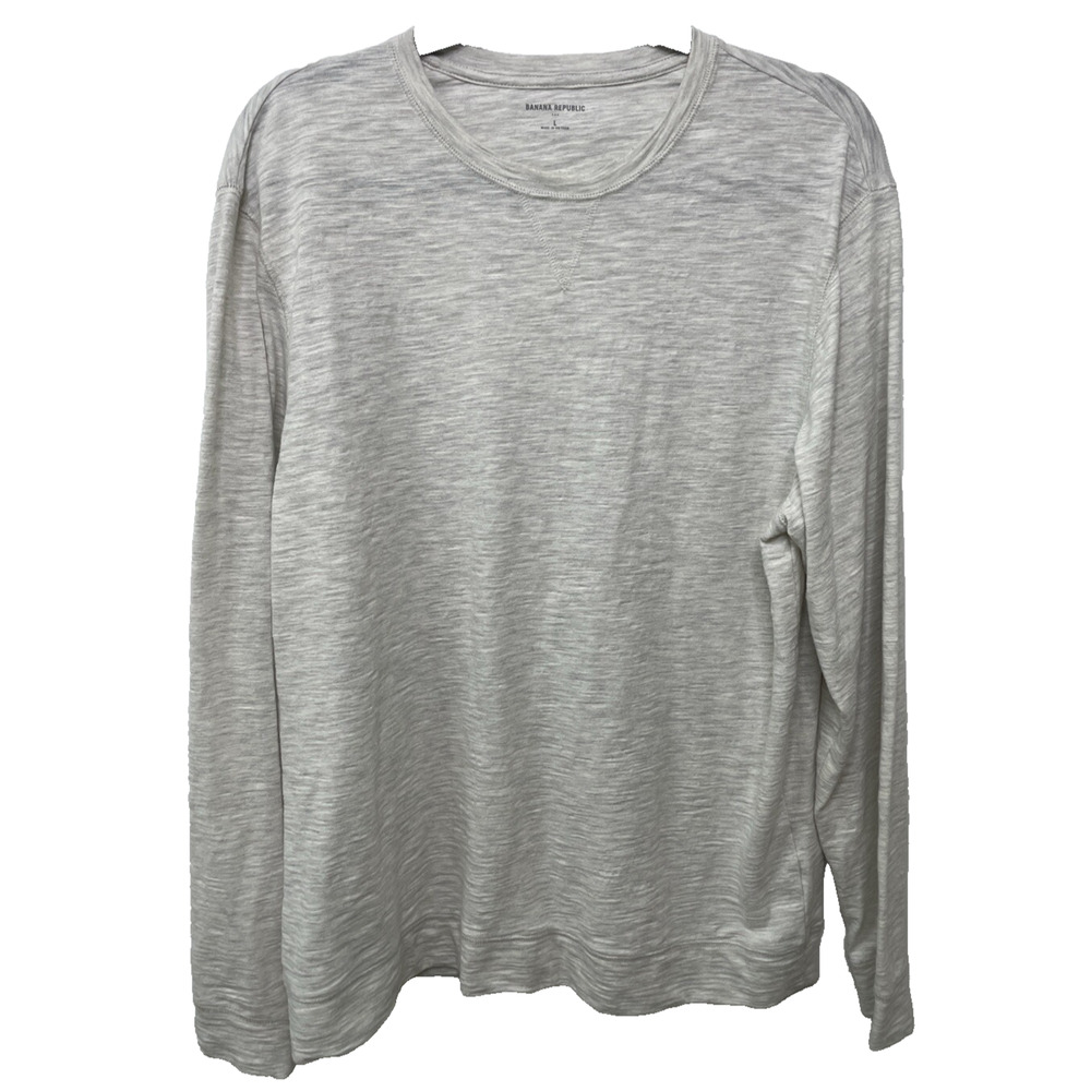 Banana Republic Long Sleeve Men's L Gray Stretchy Lightweight Crew Neck T-shirt